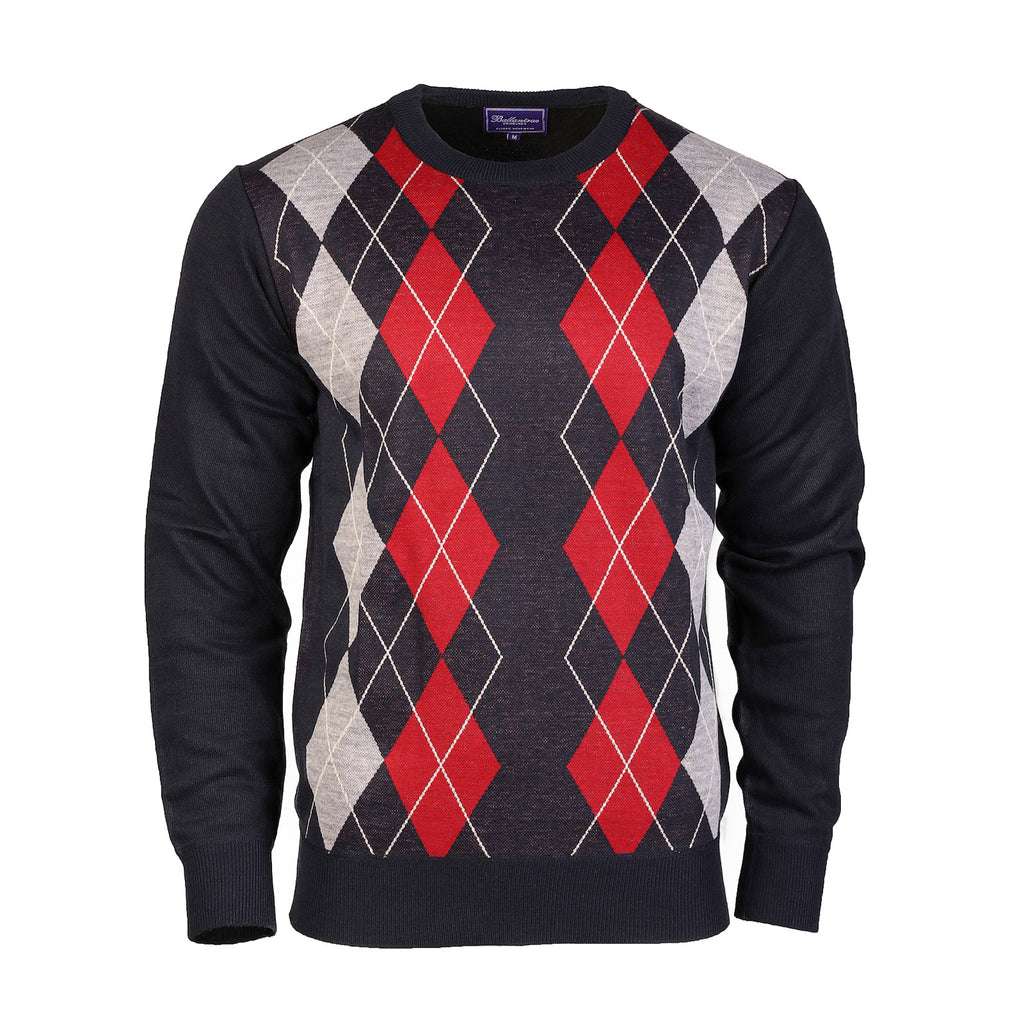 Men's Argyle Ballantrae Jumper Crew Nec  Navy