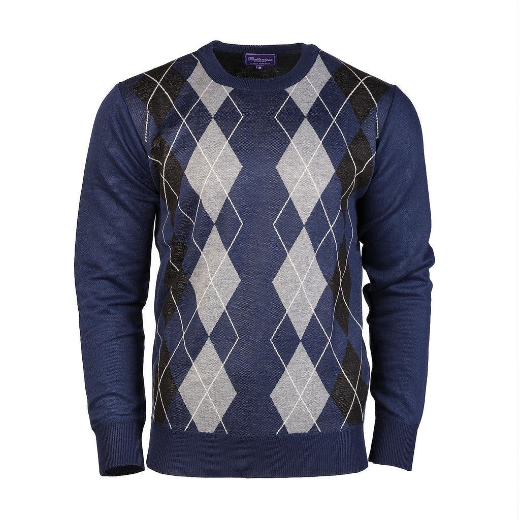 Men's Argyle Ballantrae Jumper Crew Nec  Royal Blue