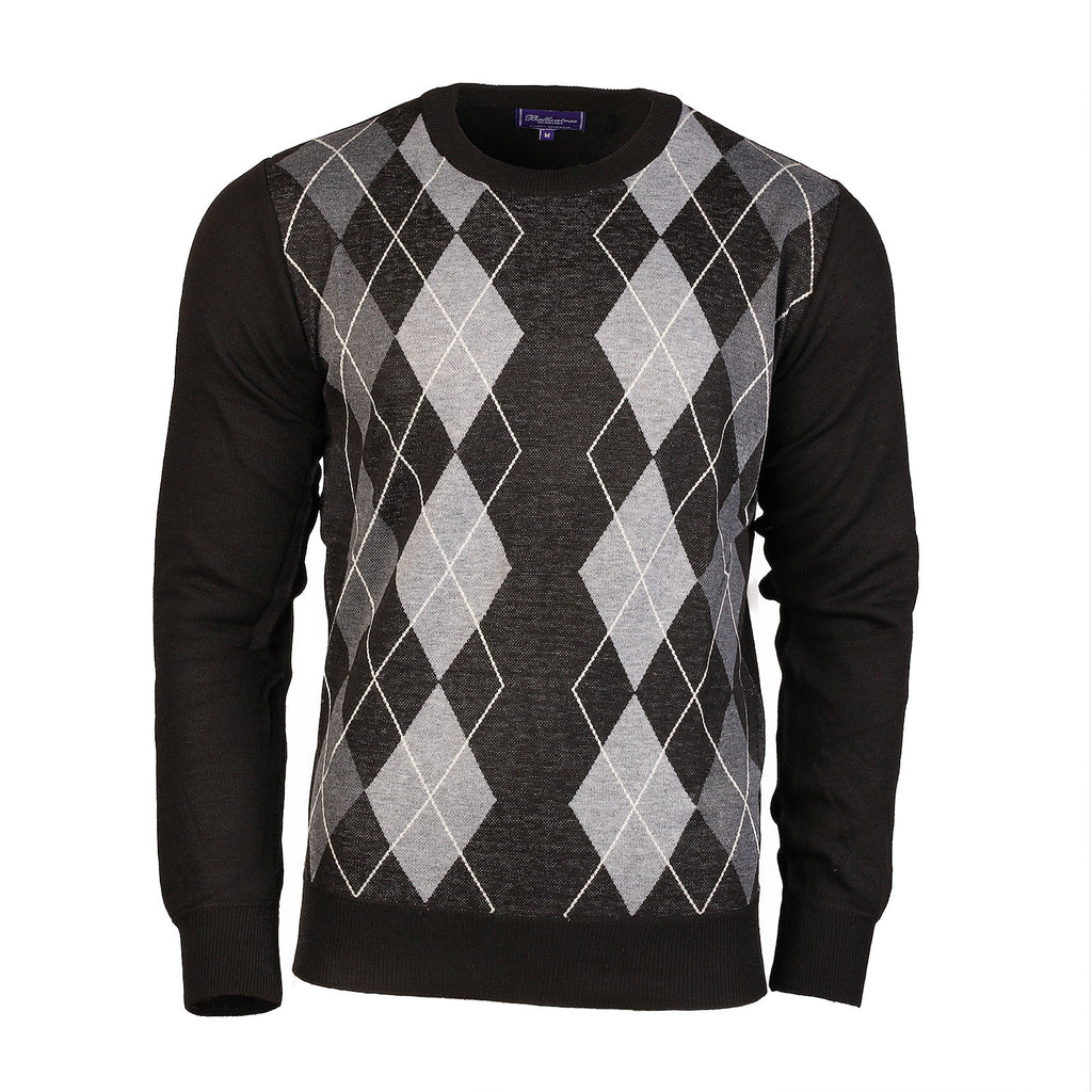 Men's Argyle Ballantrae Jumper Crew Nec  Black