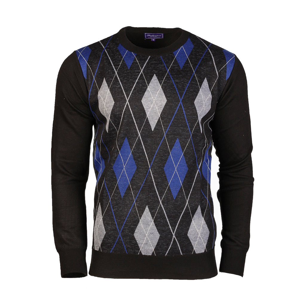 Men's Argyle Ballantrae Jumper Crew Nec  Black