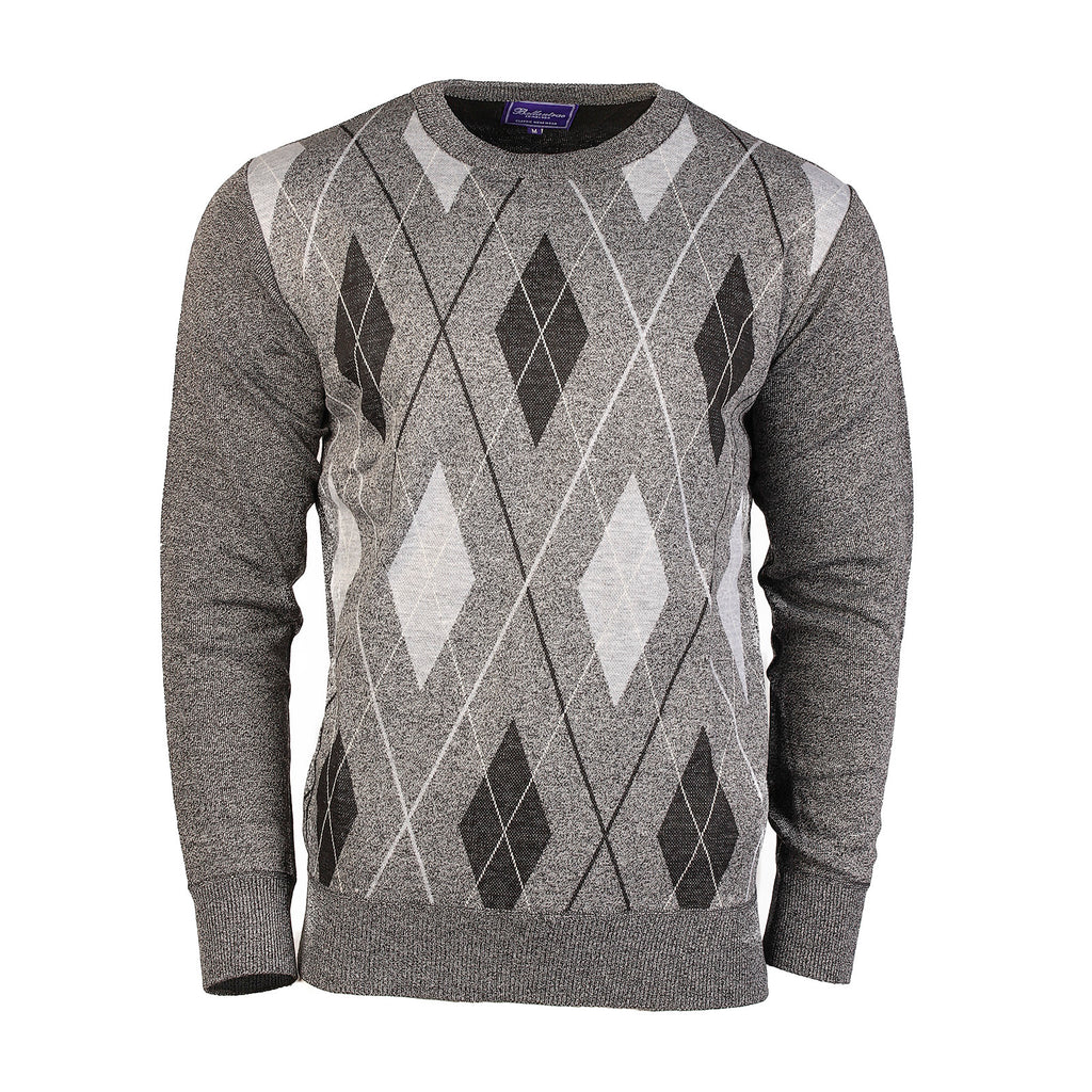 Men's Argyle Ballantrae Jumper Crew Nec  Light Grey Melange