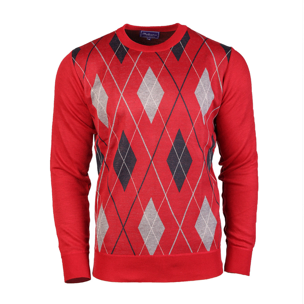 Men's Argyle Ballantrae Jumper Crew Nec  Red