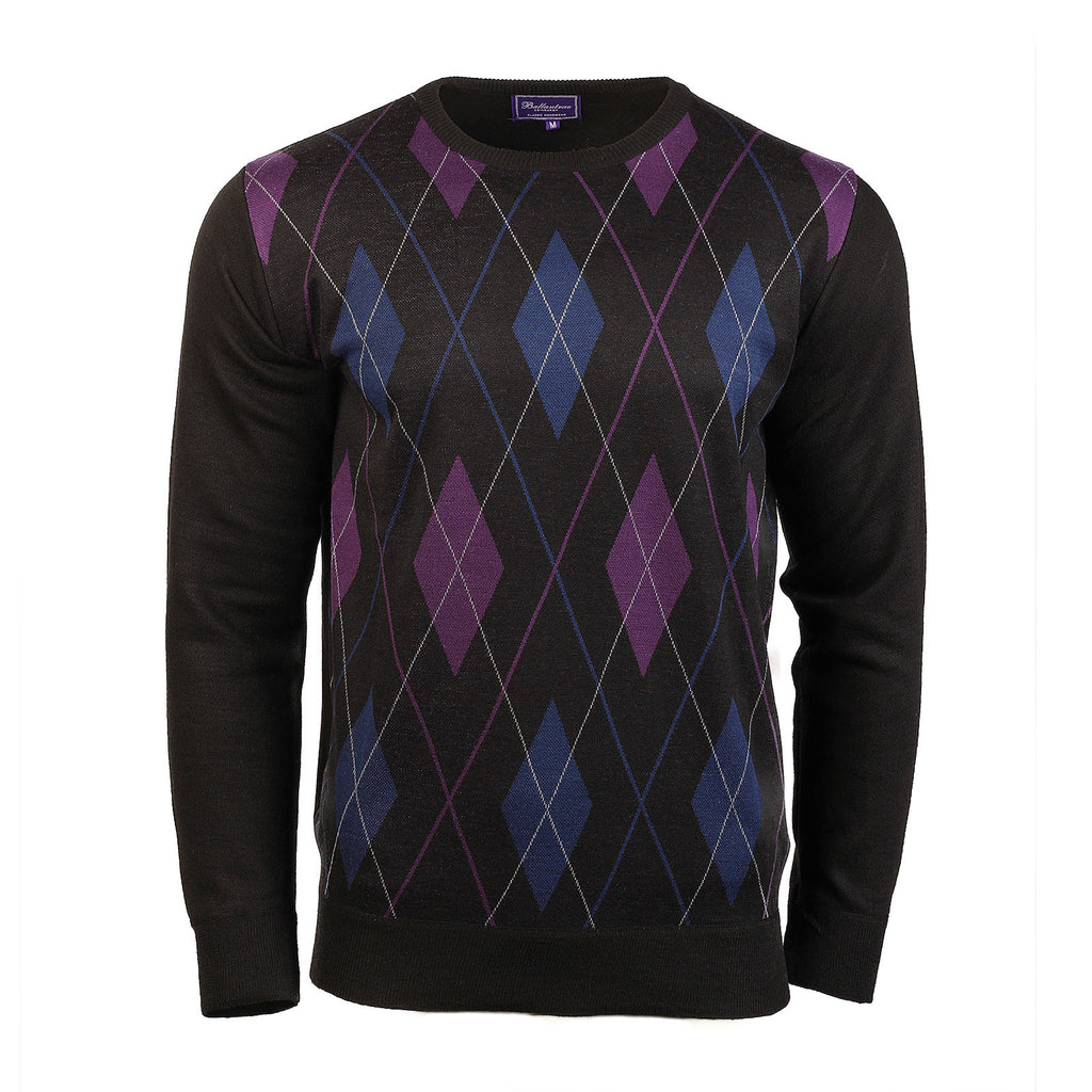 Men's Argyle Ballantrae Jumper Crew Nec  Black