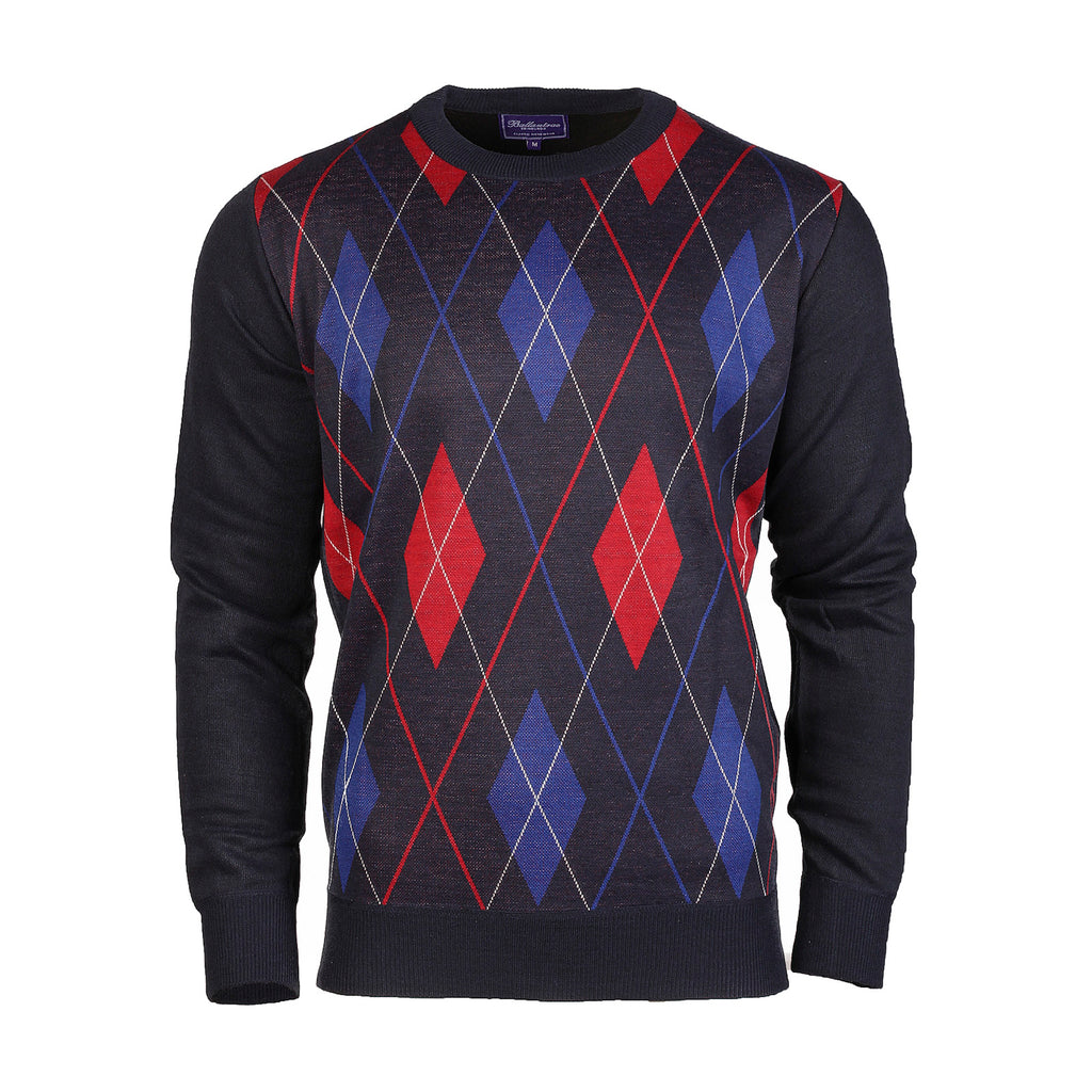 Men's Argyle Ballantrae Jumper Crew Nec  Navy