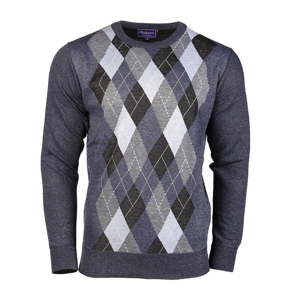 Men's Argyle Ballantrae Jumper Crew Nec  Navy Melange