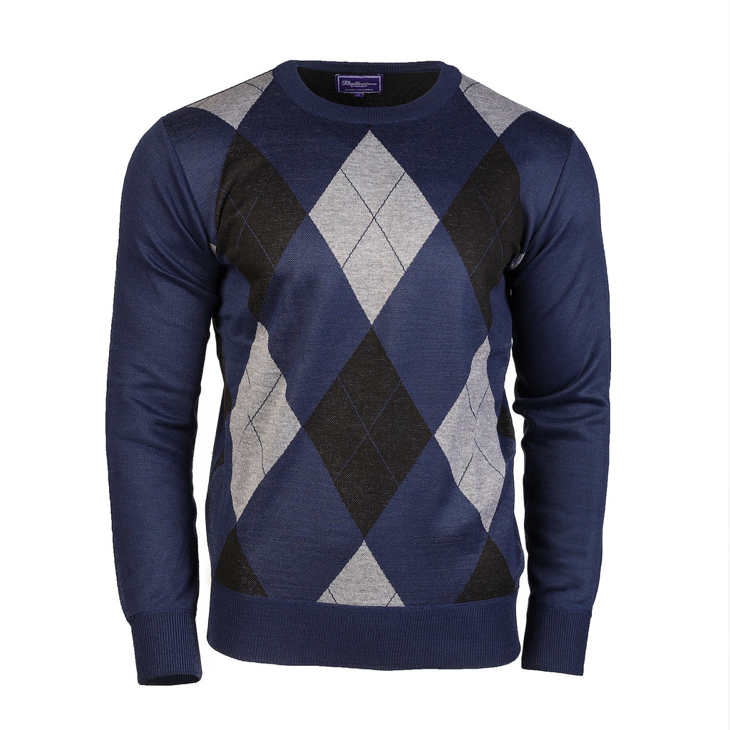 Men's Argyle Ballantrae Jumper Crew Nec  Turquoise