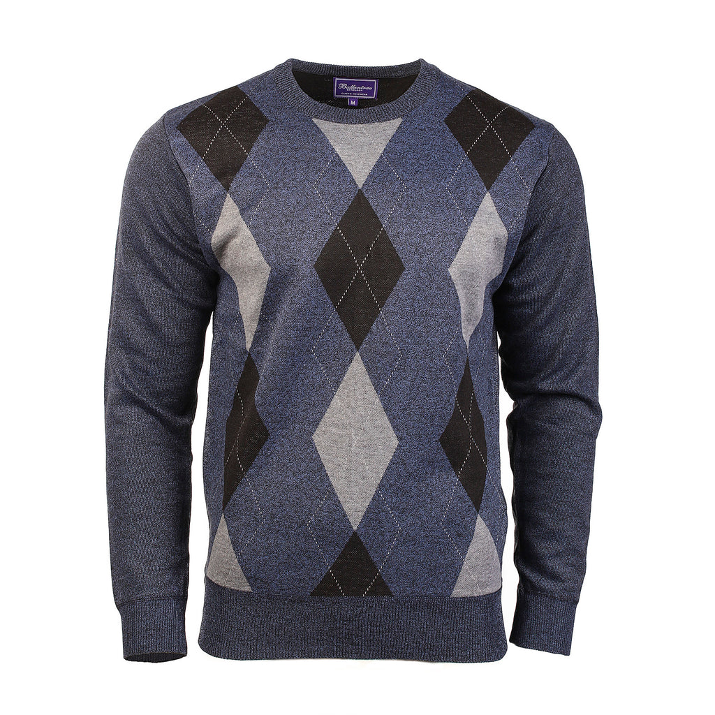 Men's Argyle Ballantrae Jumper Crew Nec  Blue Melange