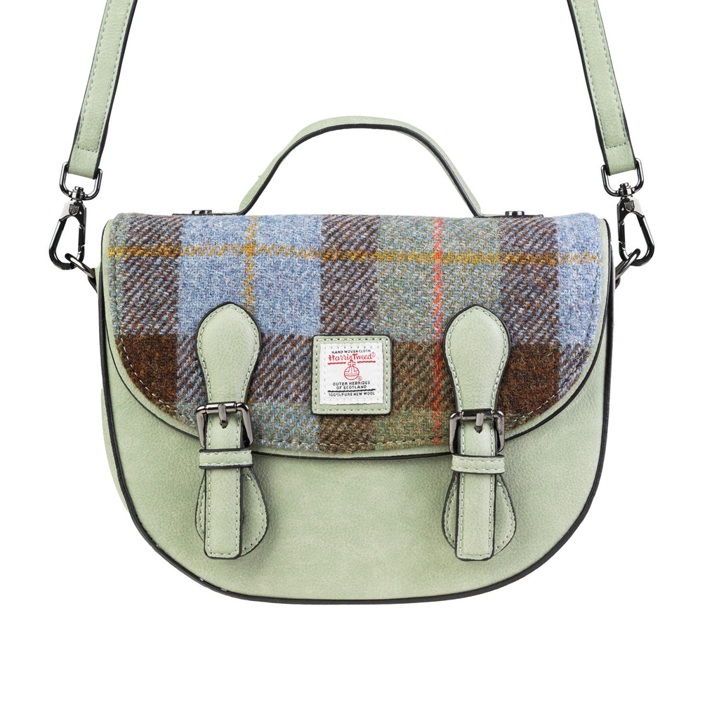 Cobble Satchel Chestnut Blue Tartan