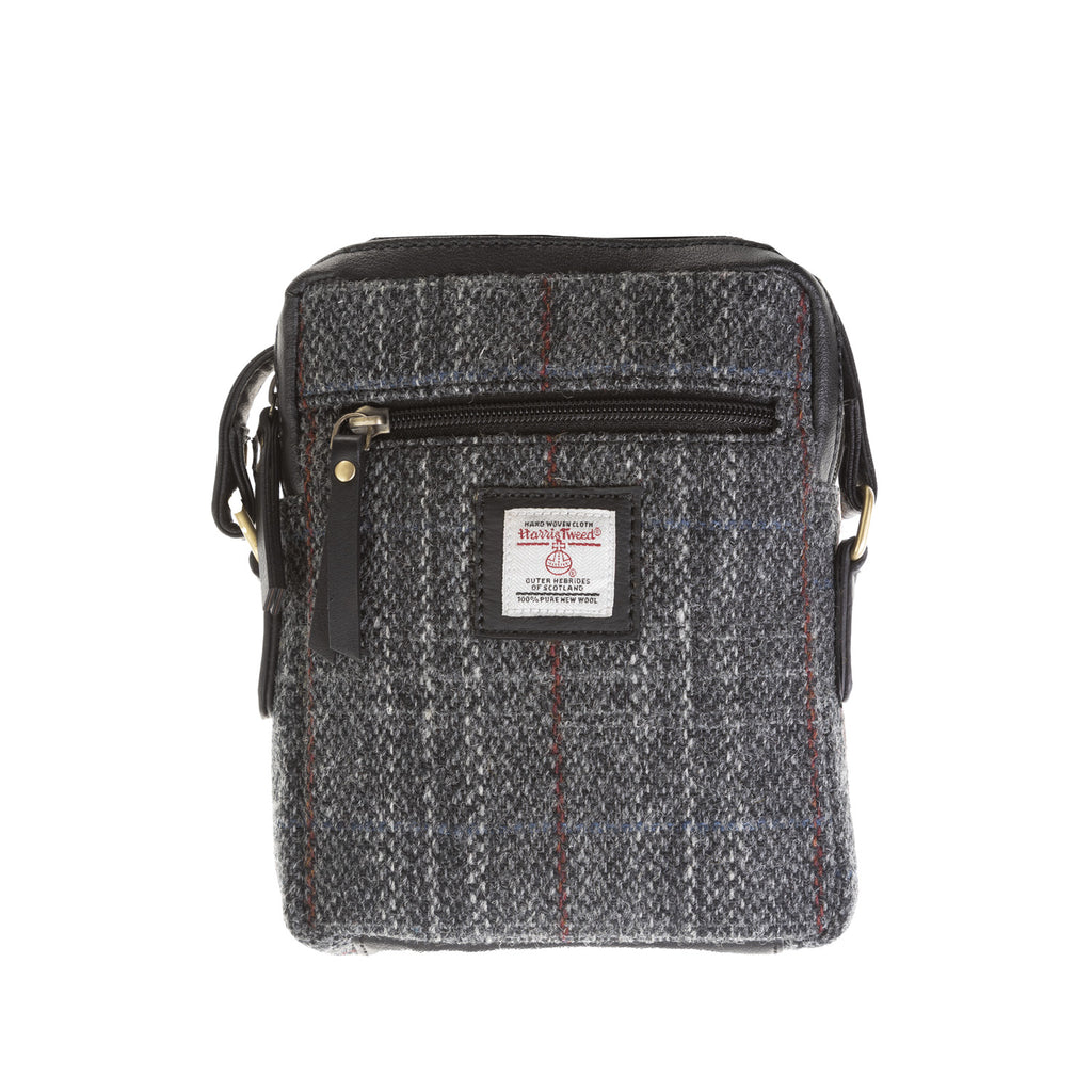 Ladies Ht Vegan Leather Purse Grey & Red Check / Black