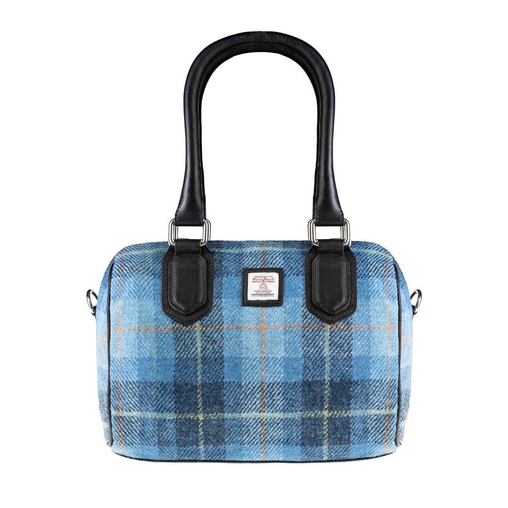 Ladies Ht Leather Small Handbag Blue Check / Black