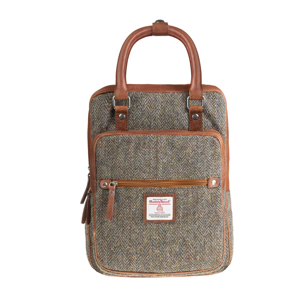 Ht Leather Large Backpack Brown Herringbone / Tan