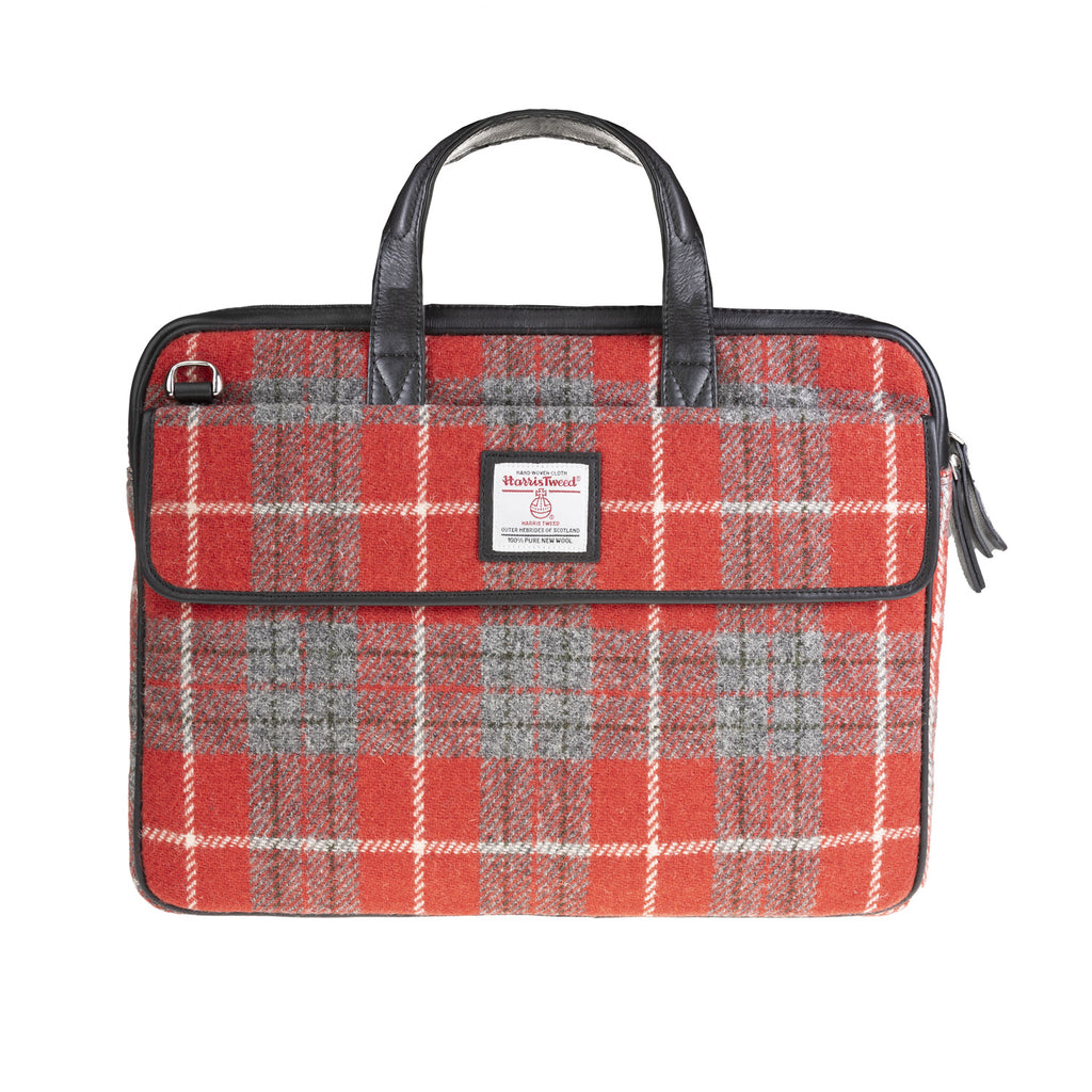 Ht Leather Laptop Bag Red Check / Black