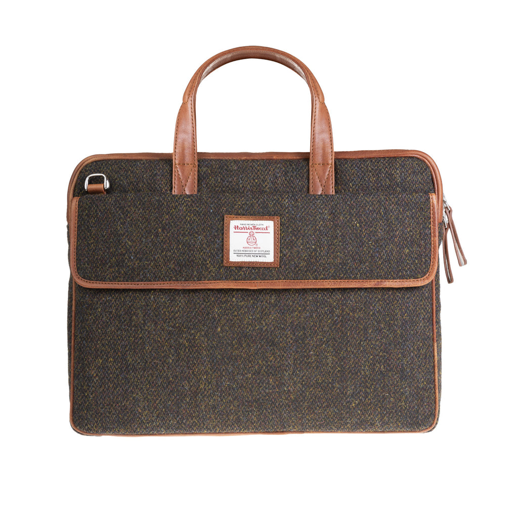 Ht Leather Laptop Bag Dark Brown Barleycorn / Tan