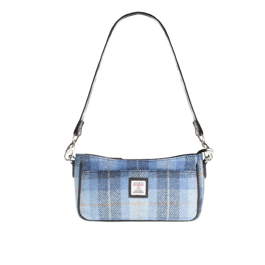 Ladies Ht Leather Hand Bag Blue Check / Black