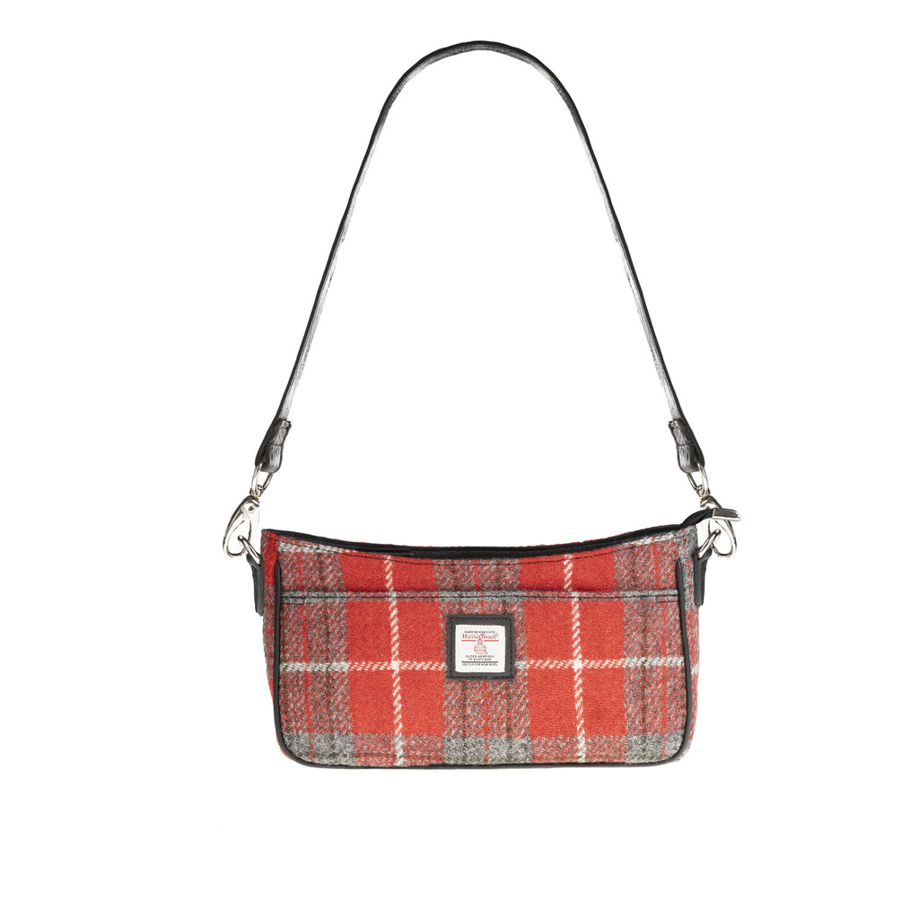Ladies Ht Leather Hand Bag Red Check / Black
