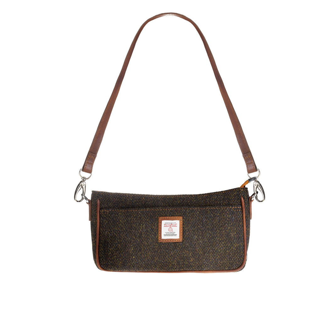 Ladies Ht Leather Hand Bag Dark Brown Barleycorn / Tan