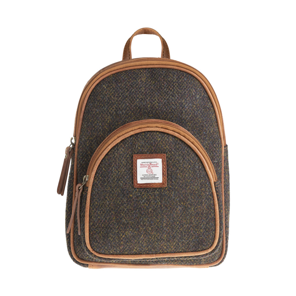 Ladies Ht Leather Zipped Backpack Dark Brown Barleycorn / Tan