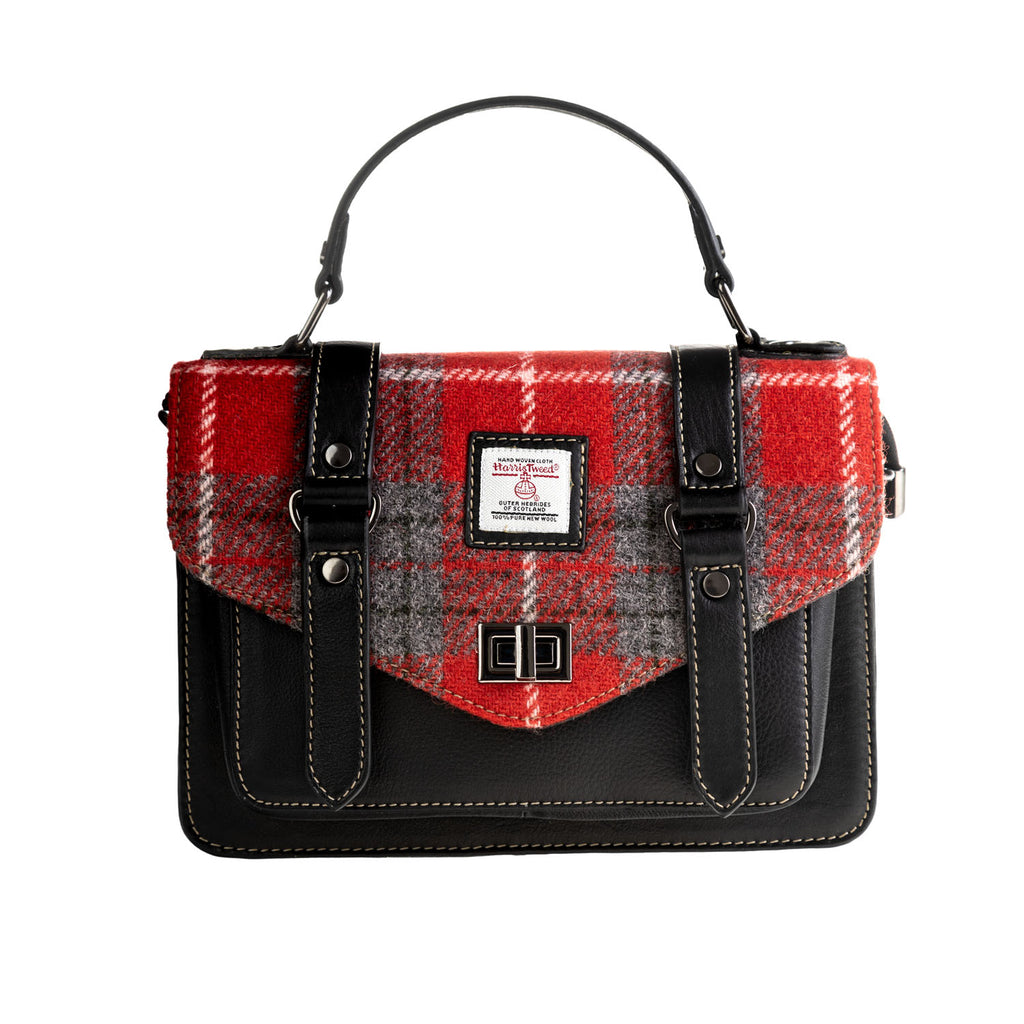 Ht Leather Satchel Bag Red Check / Black