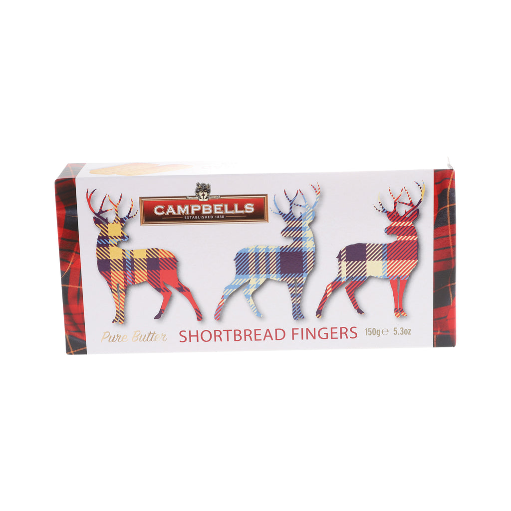 Tartan Deer Shortbread Fingers Carton