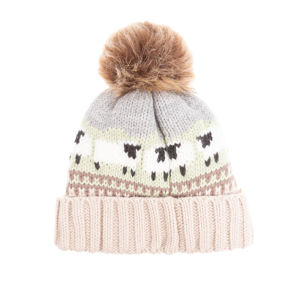 Aran Sheep Pom Pom Hat