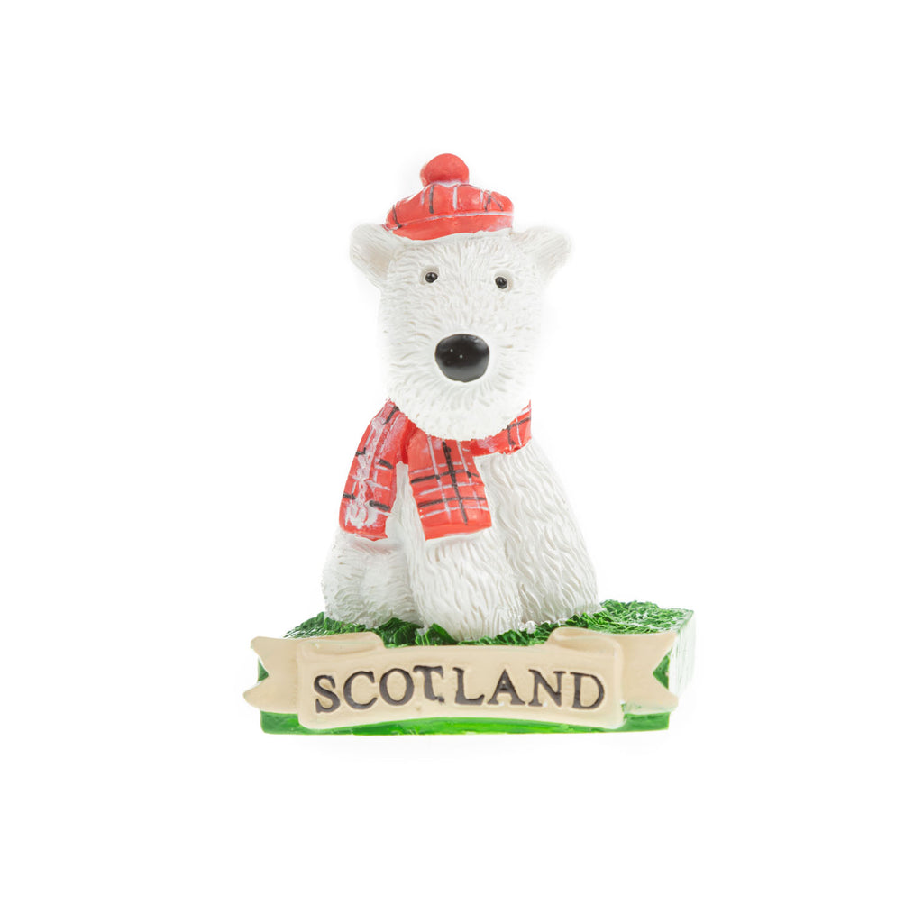 3" Resin Figure - White Tartan Dog