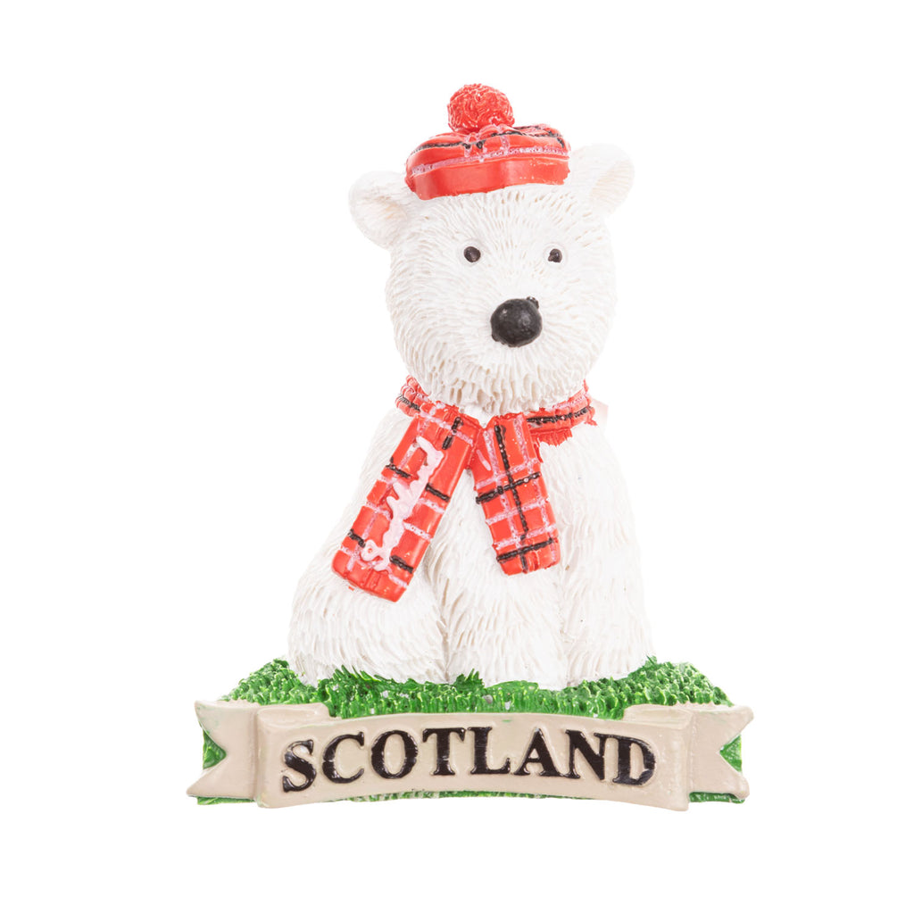 Resin Magnet - Sct White Tartan Dog