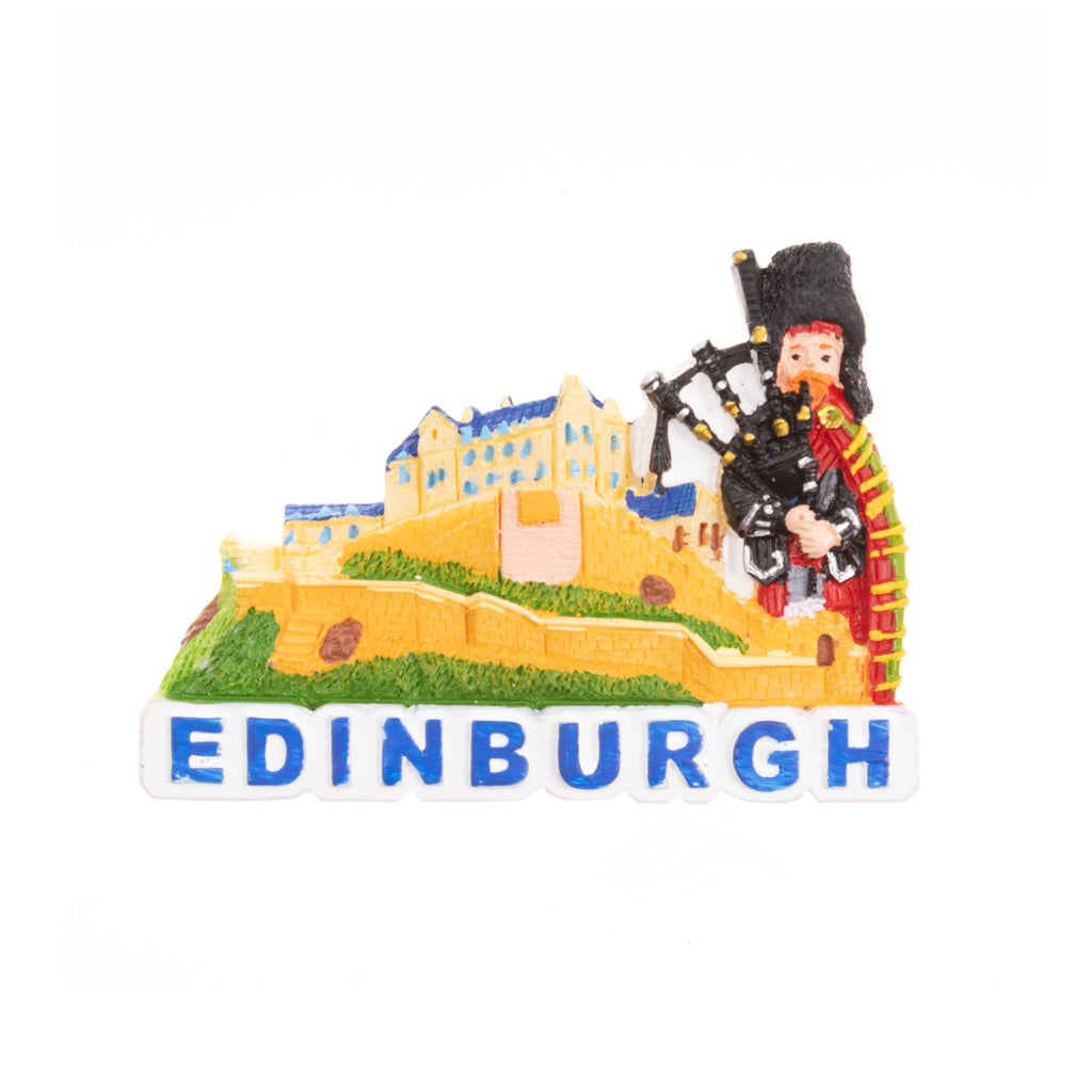 Resin Magnet - Edinburgh Castle And Pipe