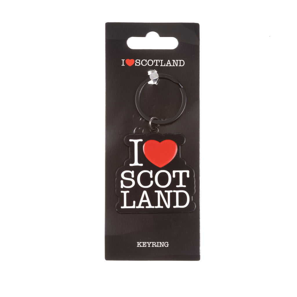 Keyring Cut Out Black- I Love Scotland