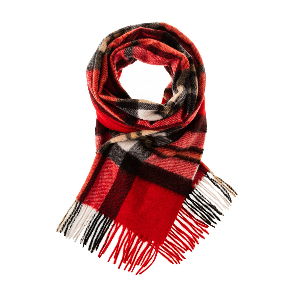 Edinburgh 100% Cashmere Wide Scarf  Thomson Red