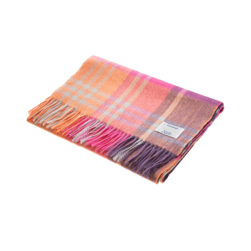 Edinburgh 100% Cashmere Wide Scarf  Jk Check Spice