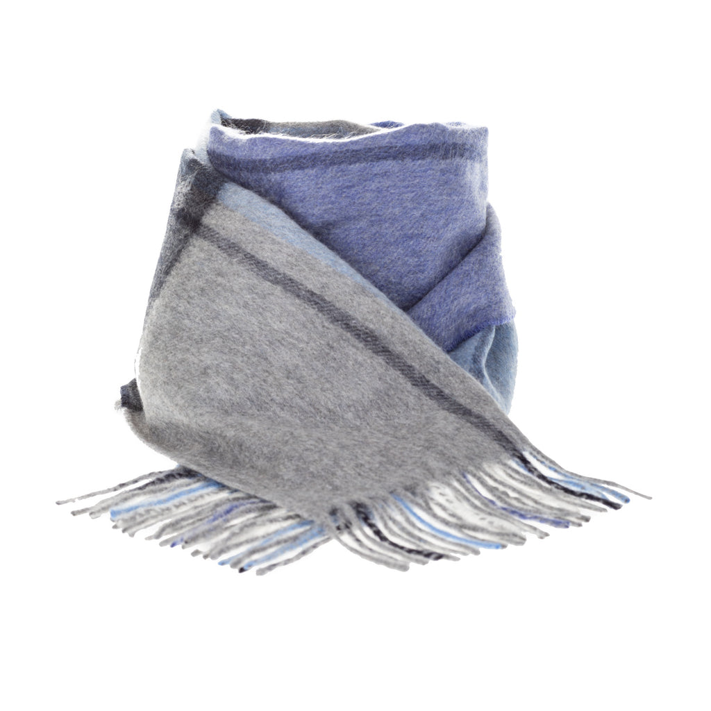 Edinburgh Cashmere Scarf  Barcode Check Blue