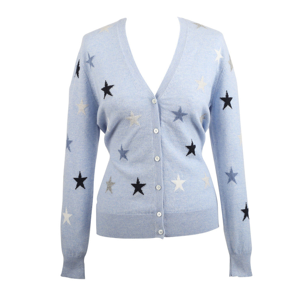 Women's Cashmere V-Neck Cardigan Stars John Laing Atollo