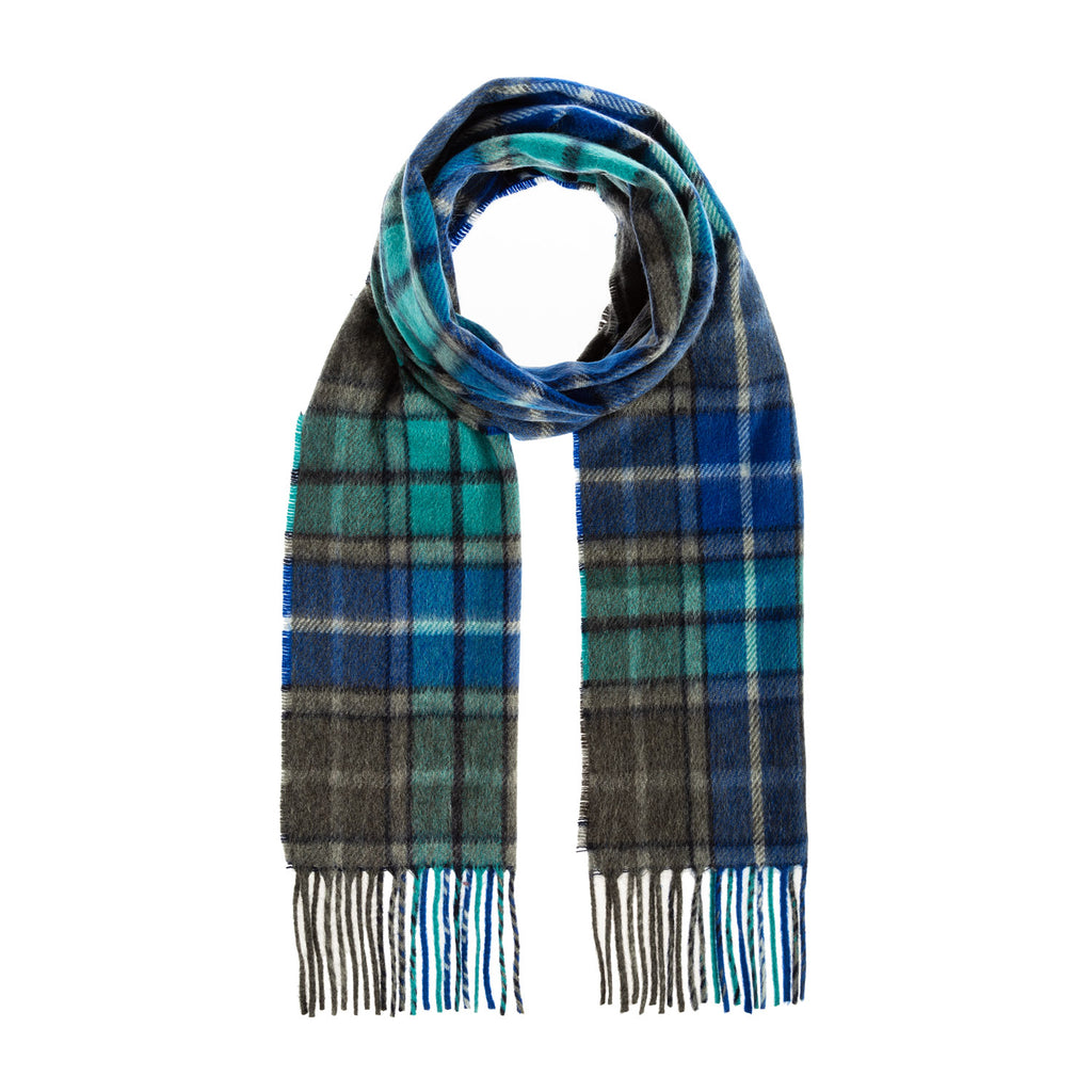 Tartan Weaving Mill 100% Cashmere Scarf  Aqua Buchanan