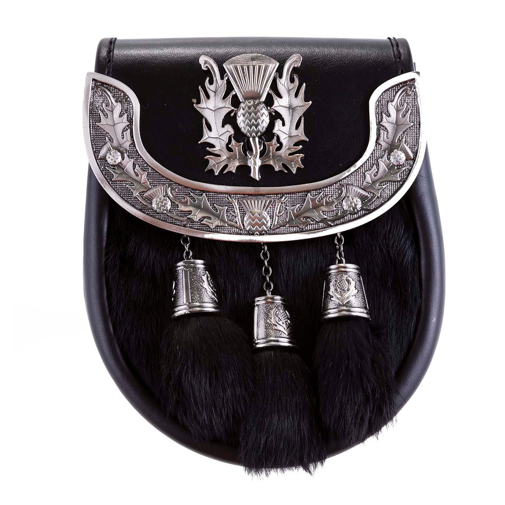H/D Thistle Plate Sporran Rabbit Fur