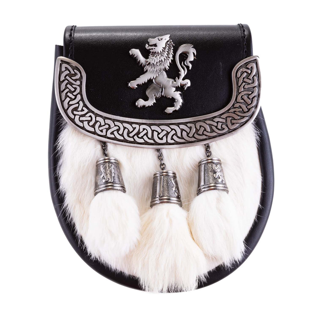 H/D Lion Rampant Plate Sporran Rabbit Fur