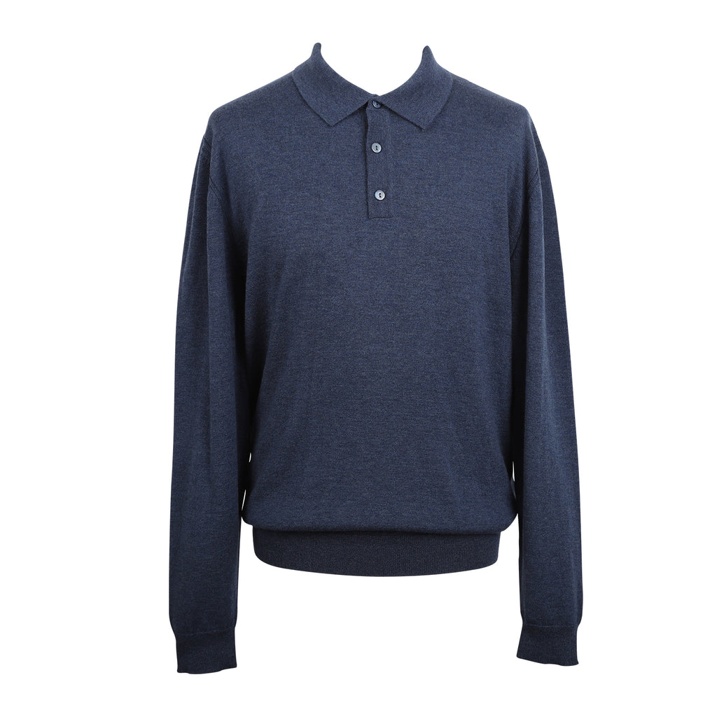 100% Merino Polo Sweater Denim