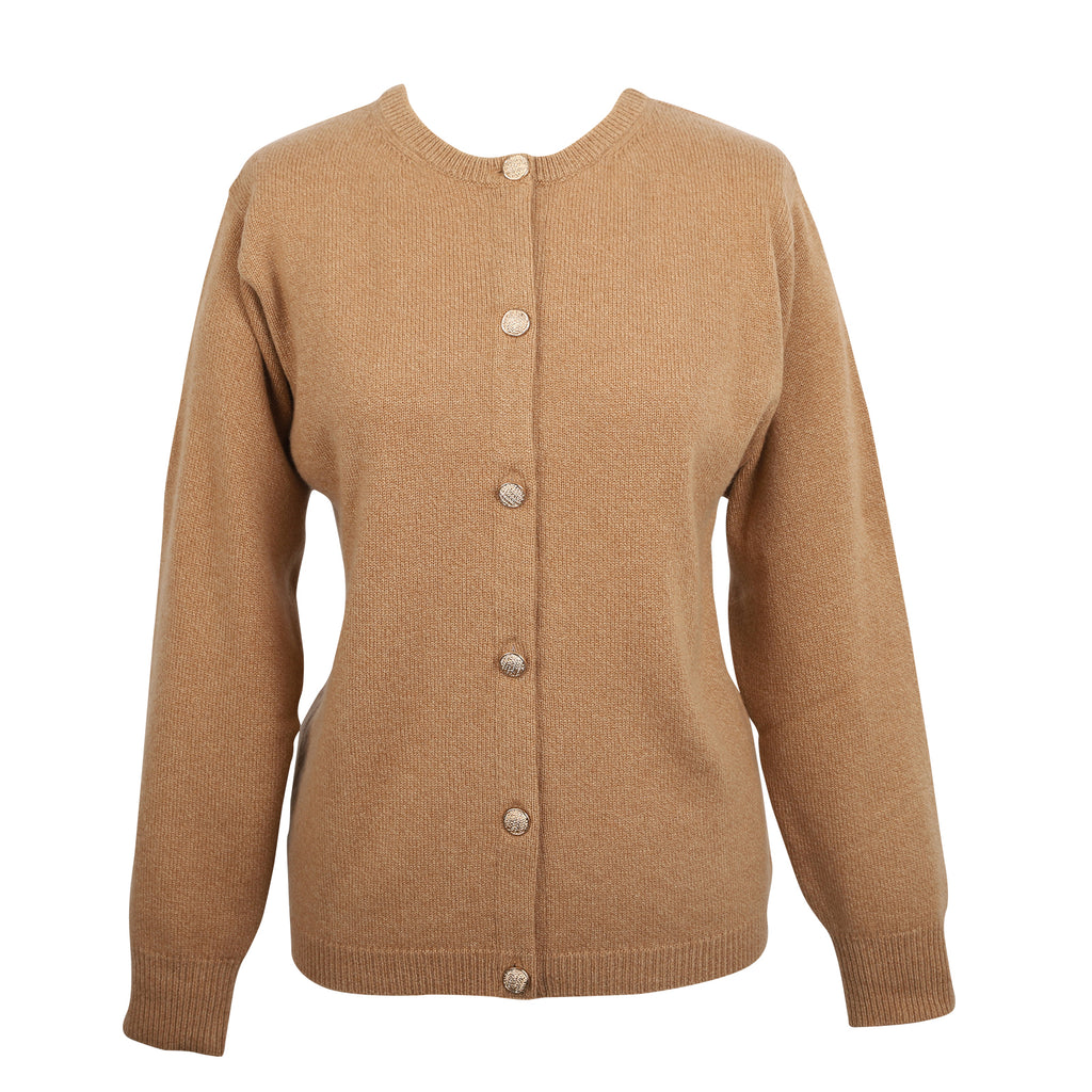 100% Cashmere Women's Golf Cardigan Camel