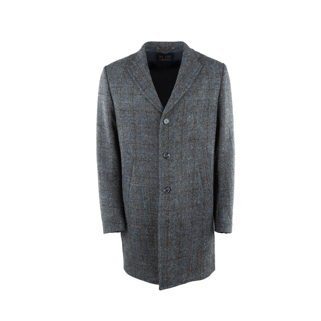 Mens Cameron Harris Tweed Coat 1715-A2 Grey Blue Check