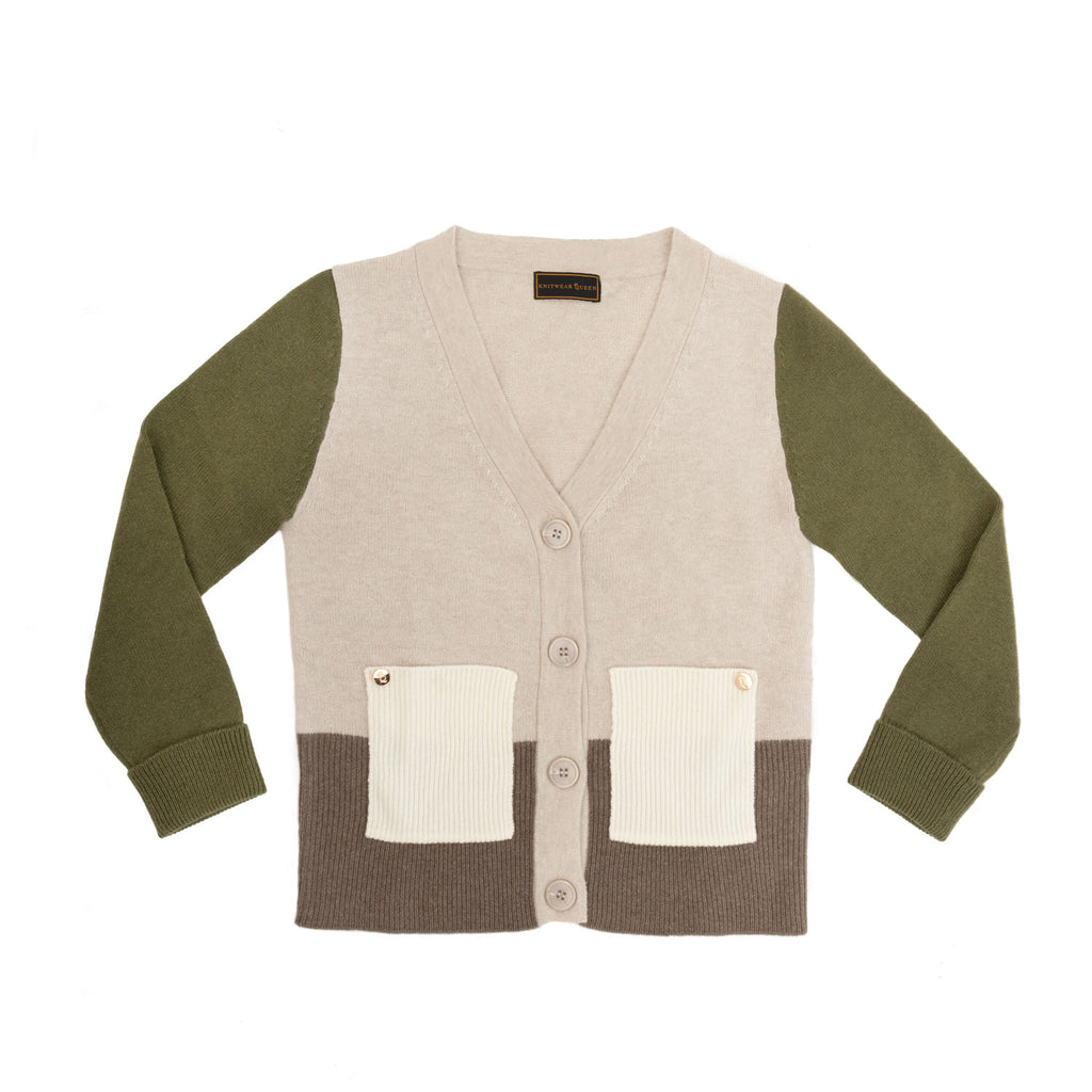 30% Cashmere Hudson Cardigan Olive Mix