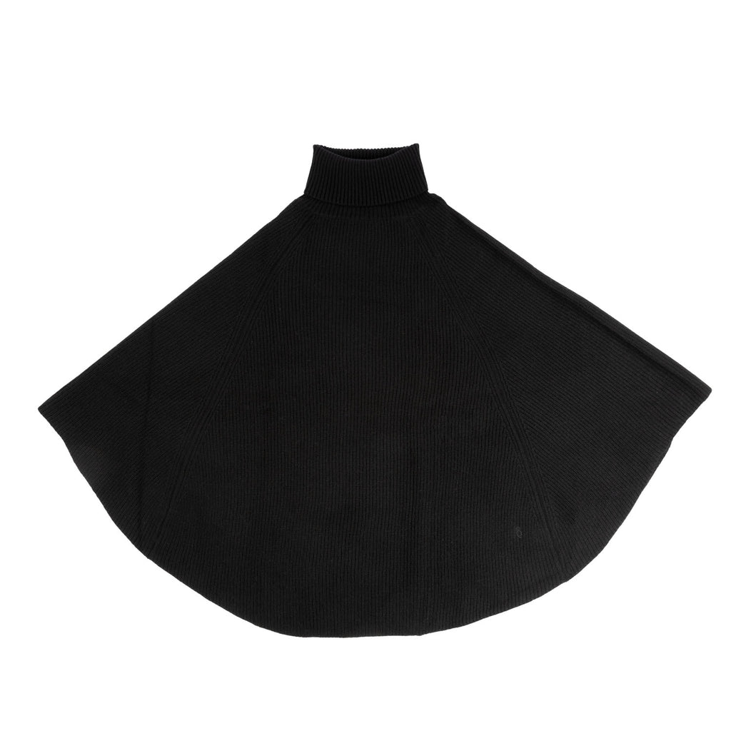 100% Cashmere Polo Poncho Black