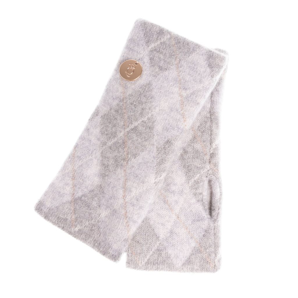 100% Luxury Cashmere Argyle Glove Grey Grey