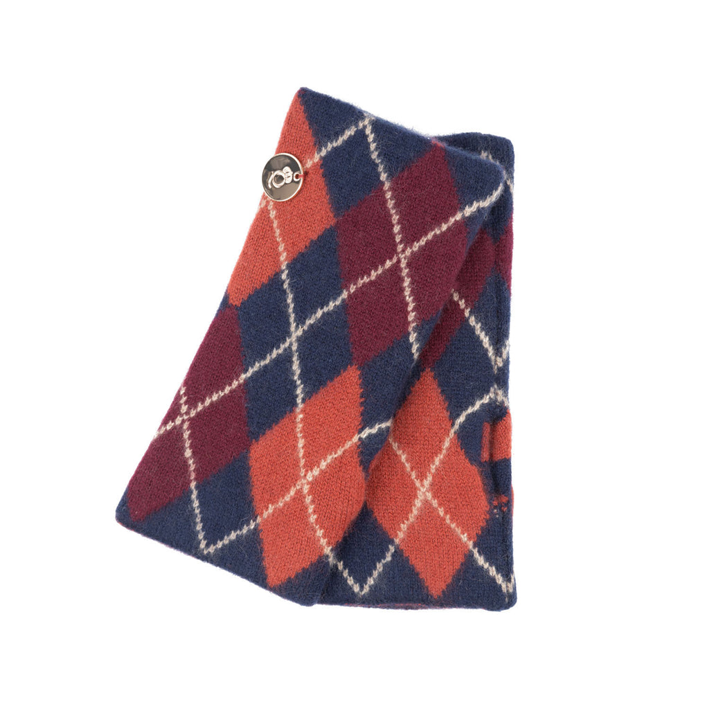 100% Luxury Cashmere Argyle Glove Navy Claret