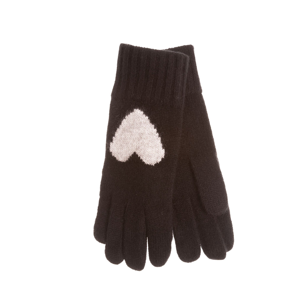 30% Cashmere Motif Glove Black And Pearl