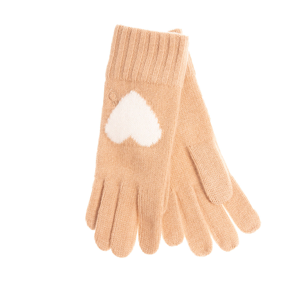 30% Cashmere Motif Glove Hazelnut And Cloud