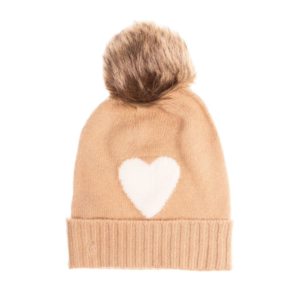 30% Cashmere Motif Hat With Ff Pom Hazelnut And Cloud