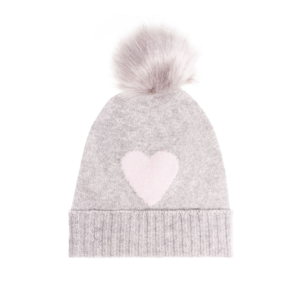 30% Cashmere Motif Hat With Ff Pom Silver And Nurture