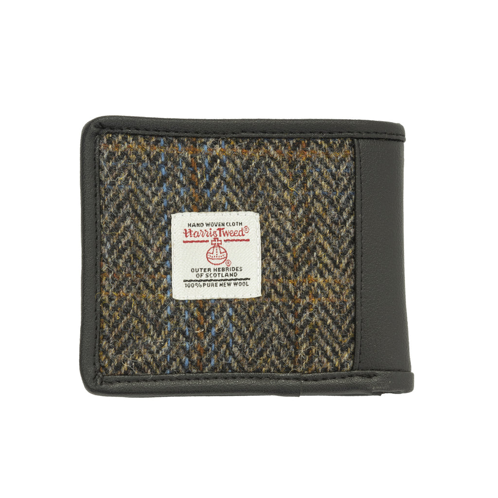 Mens Ht Vegan Leather Wallet Blue & Brown Check Hb / Black