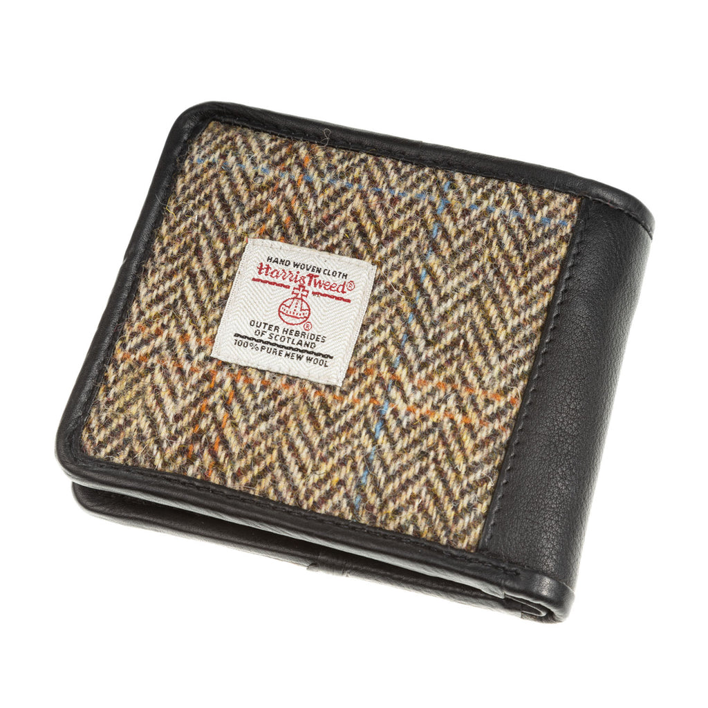 Mens Ht Leather Wallet Tan & Brown Herringbone / Black