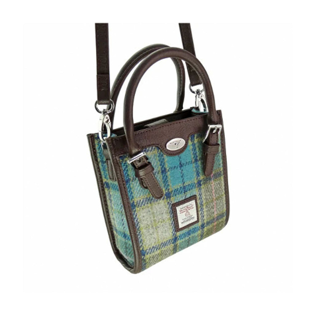 Harris Tweed Keltie Tall Mini Bag Turqoise Tartan