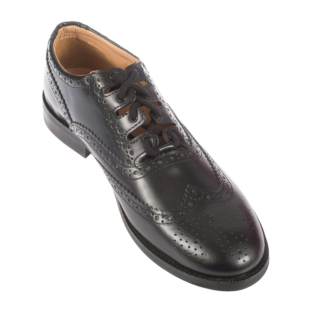 Mens Ghillie Brogue Thistle Shoes Black Heritage of Edinburgh